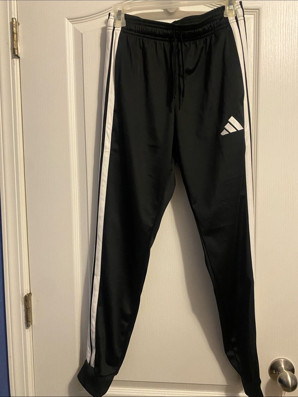 adidas Black Joggers with White Side Stripes
